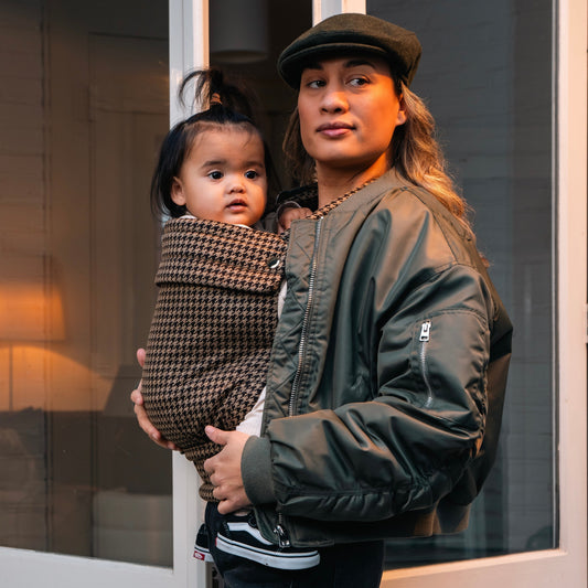 Marsupio porta-bebè - Pied de poule marrone